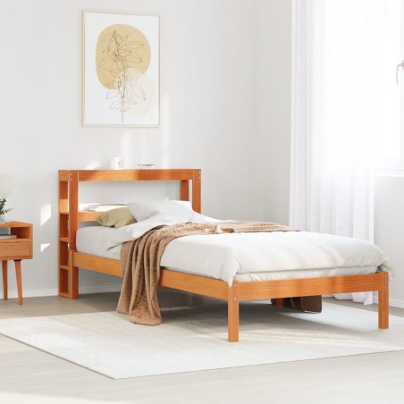 vidaXL Giroletto con Testiera Marrone Cera 75x190 cm Massello Pino