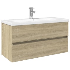 vidaXL Set Mobili da Bagno 2 pz in Ceramica e Legno Multistrato