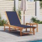 vidaXL Lettino Prendisole con Tavolo Blu Massello Acacia e Textilene vidaXL Lettino Prendisole con Tavolo Blu Massello Acacia e Textilene