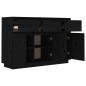 Credenza Nera 110x34x75 cm in Legno Massello di Pino Credenza Nera 110x34x75 cm in Legno Massello di Pino