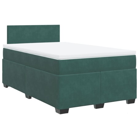 vidaXL Giroletto a Molle con Materasso Verde Scuro 120x190 cm Velluto