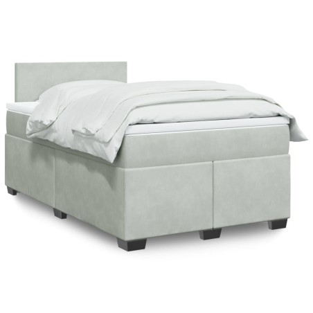 vidaXL Giroletto a Molle con Materasso Grigio Chiaro 120x200cm Velluto
