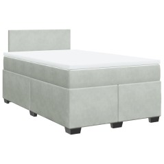 vidaXL Giroletto a Molle con Materasso Grigio Chiaro 120x200cm Velluto