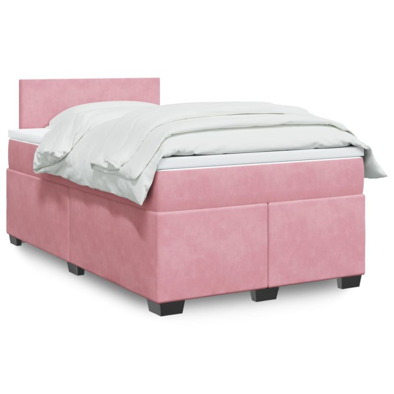vidaXL Giroletto a Molle con Materasso Rosa 120x200 cm in Velluto vidaXL Giroletto a Molle con Materasso Rosa 120x200 cm in Velluto