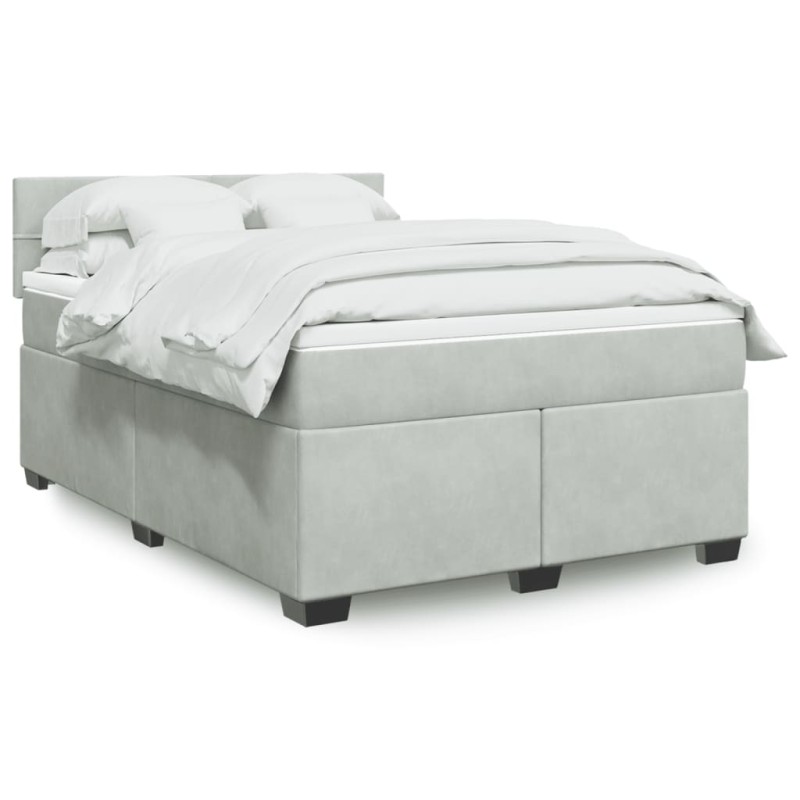 vidaXL Giroletto a Molle con Materasso Grigio Chiaro 140x190cm Velluto vidaXL Giroletto a Molle con Materasso Grigio Chiaro 140x190cm Velluto