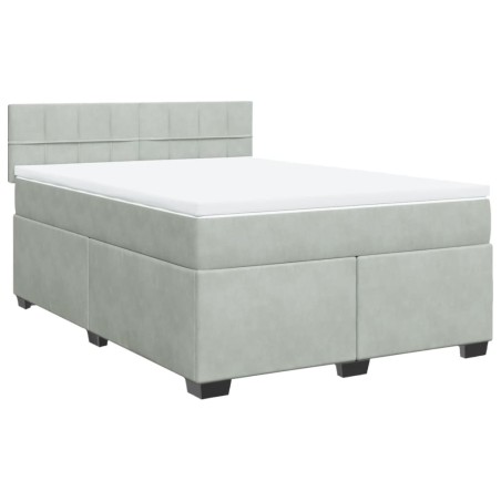 vidaXL Giroletto a Molle con Materasso Grigio Chiaro 140x190cm Velluto