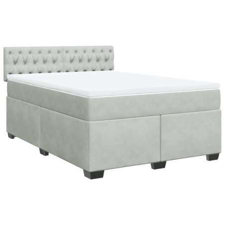 vidaXL Giroletto a Molle con Materasso Grigio Chiaro 140x190cm Velluto