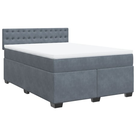 vidaXL Giroletto a Molle con Materasso Grigio Scuro 140x190 cm Velluto