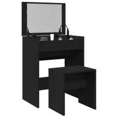 vidaXL Toeletta e Sgabello Nero 60x40x113,5 cm