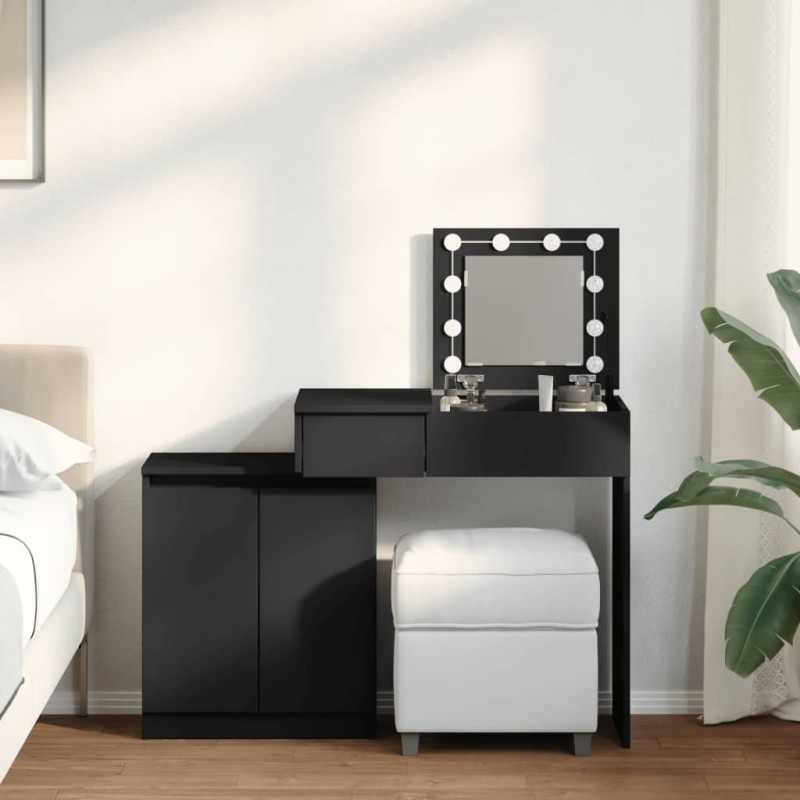 vidaXL Toeletta con LED Nera 115x37x110,5 cm vidaXL Toeletta con LED Nera 115x37x110,5 cm