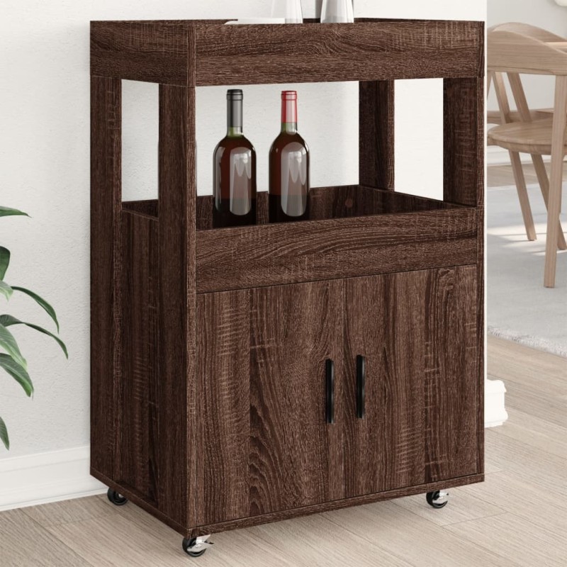 vidaXL Carrello Bar Rovere Marrone 60x39,5x89 cm in Legno Multistrato vidaXL Carrello Bar Rovere Marrone 60x39,5x89 cm in Legno Multistrato