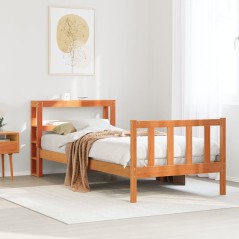 vidaXL Giroletto con Testiera Marrone Cera 90x190 cm Massello Pino