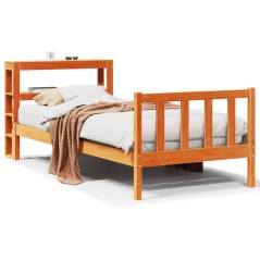 vidaXL Giroletto con Testiera Marrone Cera 90x190 cm Massello Pino