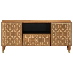 vidaXL Mobile Porta TV 105x33x46cm in Legno Massello di Mango