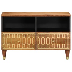 vidaXL Mobile Porta TV 70x33x46 cm in Legno Massello di Mango