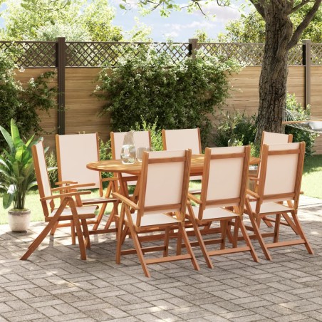 vidaXL Set Pranzo da Giardino 9pz Legno Massello di Acacia e Textilene