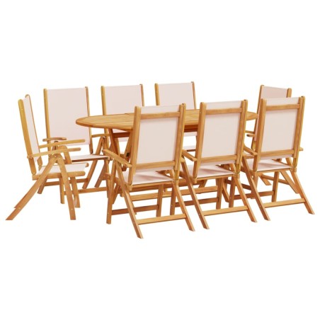 vidaXL Set Pranzo da Giardino 9pz Legno Massello di Acacia e Textilene
