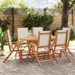 vidaXL Set Pranzo da Giardino 7pz Legno Massello di Acacia e Textilene