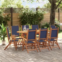 vidaXL Set Pranzo da Giardino 9pz Legno Massello di Acacia e Textilene
