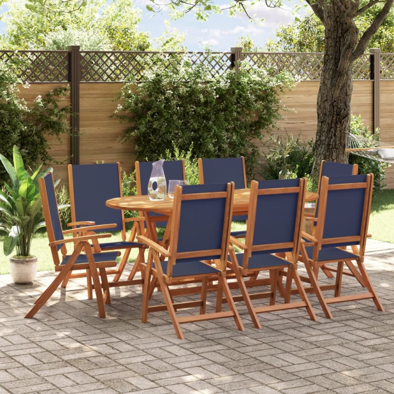 vidaXL Set Pranzo da Giardino 9pz Legno Massello di Acacia e Textilene vidaXL Set Pranzo da Giardino 9pz Legno Massello di Acacia e Textilene