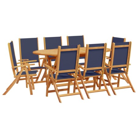 vidaXL Set Pranzo da Giardino 9pz Legno Massello di Acacia e Textilene