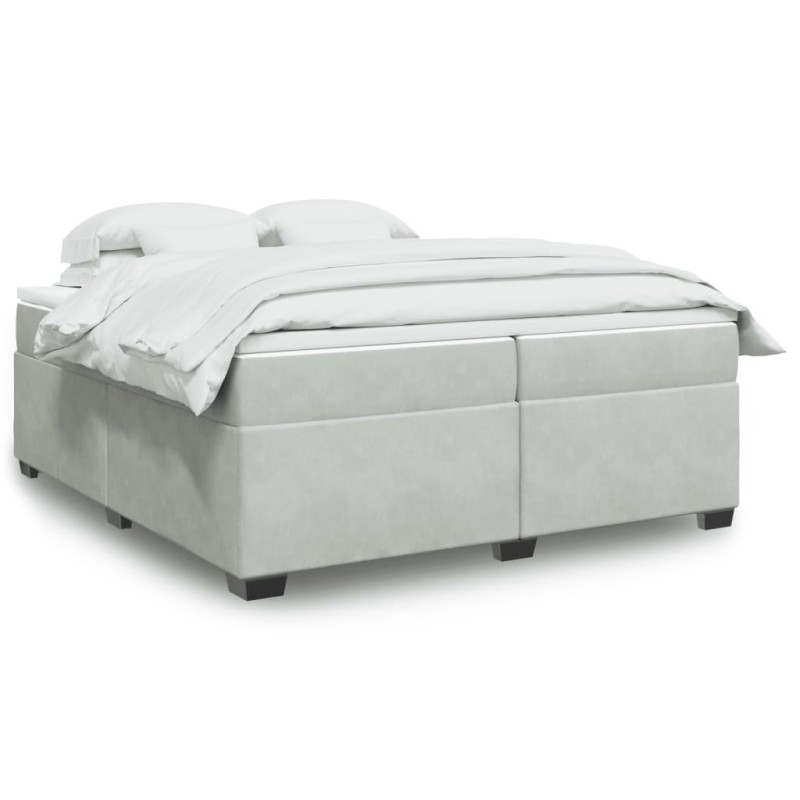 vidaXL Giroletto a Molle con Materasso Grigio Chiaro 200x200cm Velluto vidaXL Giroletto a Molle con Materasso Grigio Chiaro 200x200cm Velluto