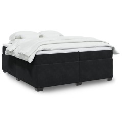 vidaXL Giroletto a Molle con Materasso Nero 200x200 cm in Velluto