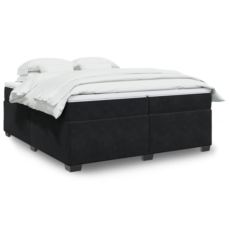 vidaXL Giroletto a Molle con Materasso Nero 200x200 cm in Velluto