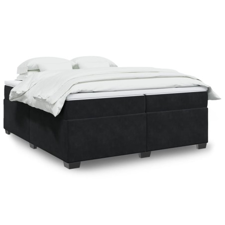 vidaXL Giroletto a Molle con Materasso Nero 200x200 cm in Velluto