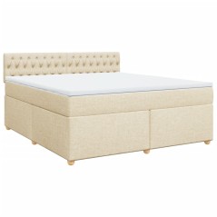 vidaXL Giroletto a Molle con Materasso Crema 180x200 cm in Tessuto