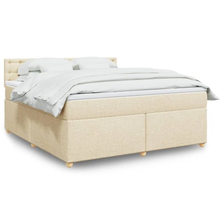 vidaXL Giroletto a Molle con Materasso Crema 180x200 cm in Tessuto