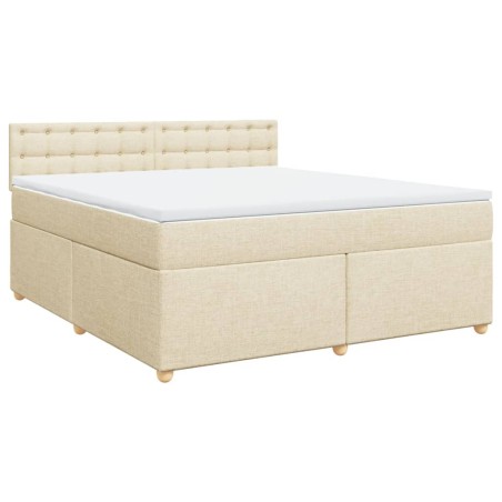 vidaXL Giroletto a Molle con Materasso Crema 180x200 cm in Tessuto