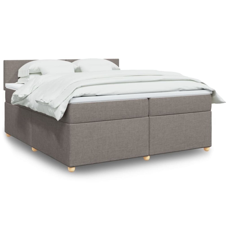 vidaXL Giroletto a Molle con Materasso Tortora 200x200 cm in Tessuto
