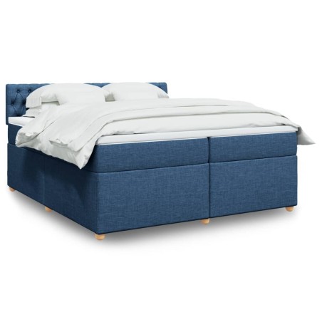 vidaXL Giroletto a Molle con Materasso Blu 200x200 cm in Tessuto