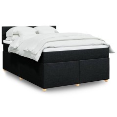 vidaXL Giroletto a Molle con Materasso Nero 140x190 cm in Tessuto