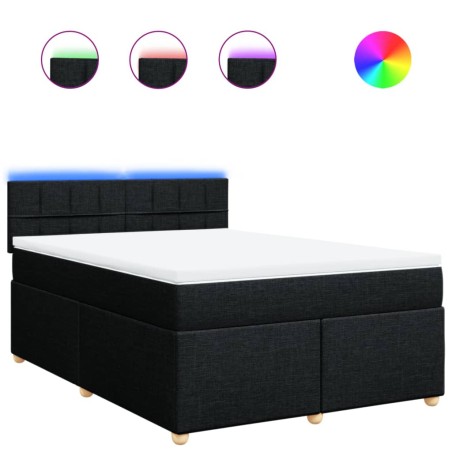 vidaXL Giroletto a Molle con Materasso Nero 140x190 cm in Tessuto