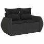 vidaXL Set Divani da Giardino 9 pz con Cuscini Nero in Polyrattan vidaXL Set Divani da Giardino 9 pz con Cuscini Nero in Polyrattan