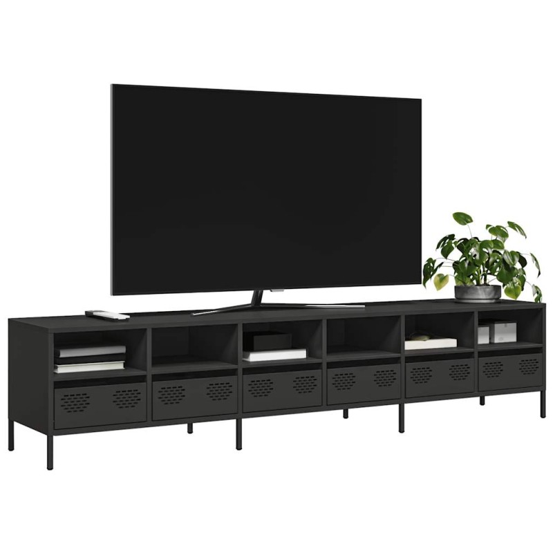 vidaXL Mobile TV Nero 202x39x43,5 cm in Acciaio Laminato a Freddo vidaXL Mobile TV Nero 202x39x43,5 cm in Acciaio Laminato a Freddo