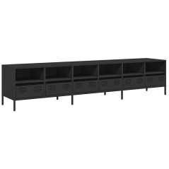 vidaXL Mobile TV Nero 202x39x43,5 cm in Acciaio Laminato a Freddo