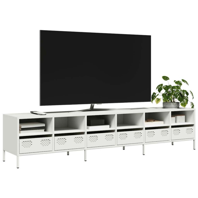 vidaXL Mobile TV Bianco 202x39x43,5 cm in Acciaio Laminato a Freddo vidaXL Mobile TV Bianco 202x39x43,5 cm in Acciaio Laminato a Freddo