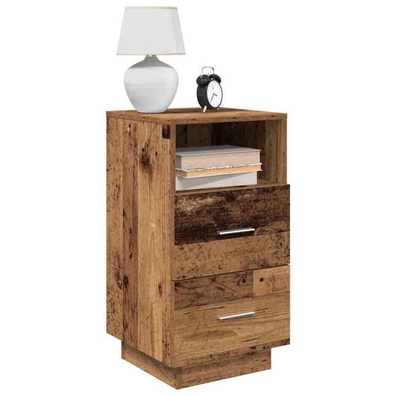 vidaXL Comodino con 2 Cassetti Legno Antico 36x36x68 cm vidaXL Comodino con 2 Cassetti Legno Antico 36x36x68 cm