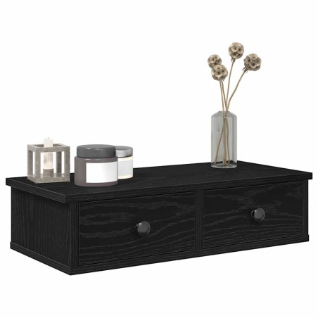 vidaXL Scaffale a Parete con Cassetti Nero 60x25x15 cm in Truciolato