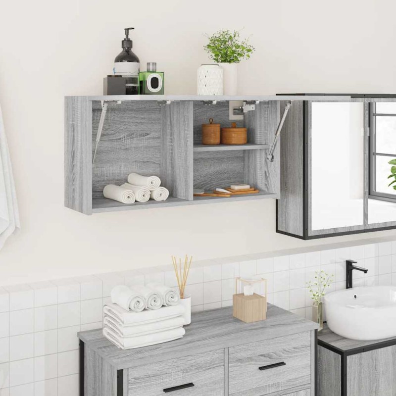 vidaXL Mobile da Bagno Grigio Sonoma 80x25x40 cm in Truciolato vidaXL Mobile da Bagno Grigio Sonoma 80x25x40 cm in Truciolato