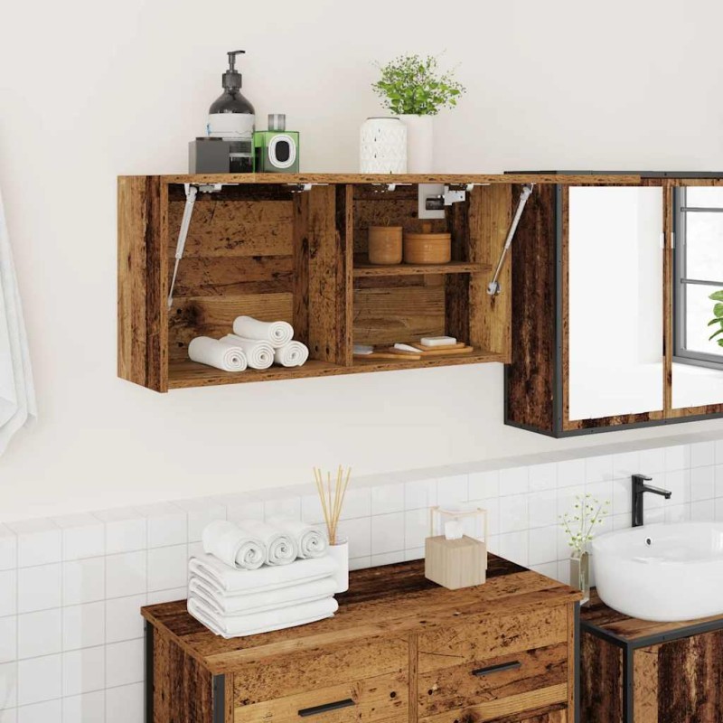 vidaXL Mobile da Bagno Legno Antico 80x25x40 cm in Truciolato vidaXL Mobile da Bagno Legno Antico 80x25x40 cm in Truciolato