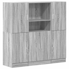 vidaXL Set di Mobili da Cucina 3 pz Grigio Sonoma in Truciolato
