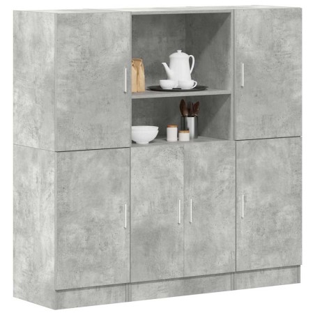 vidaXL Set di Mobili da Cucina 3 pz Grigio Cemento in Truciolato