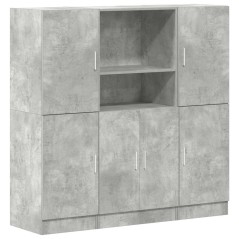 vidaXL Set di Mobili da Cucina 3 pz Grigio Cemento in Truciolato