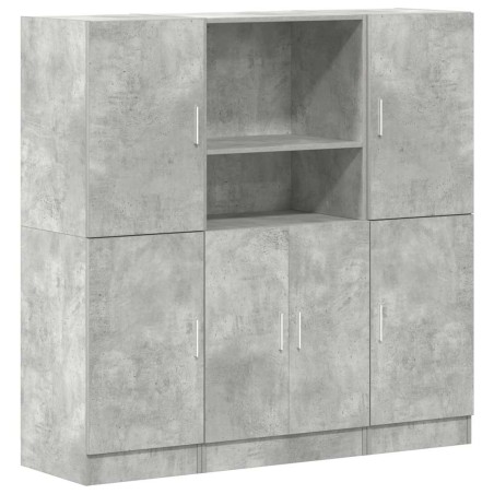 vidaXL Set di Mobili da Cucina 3 pz Grigio Cemento in Truciolato