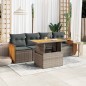 vidaXL Set Divano Giardino 5 pz con Cuscini Grigio Polyrattan Acacia vidaXL Set Divano Giardino 5 pz con Cuscini Grigio Polyrattan Acacia