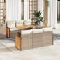 vidaXL Set Divani da Giardino 7 pz con Cuscini Beige Polyrattan Acacia
